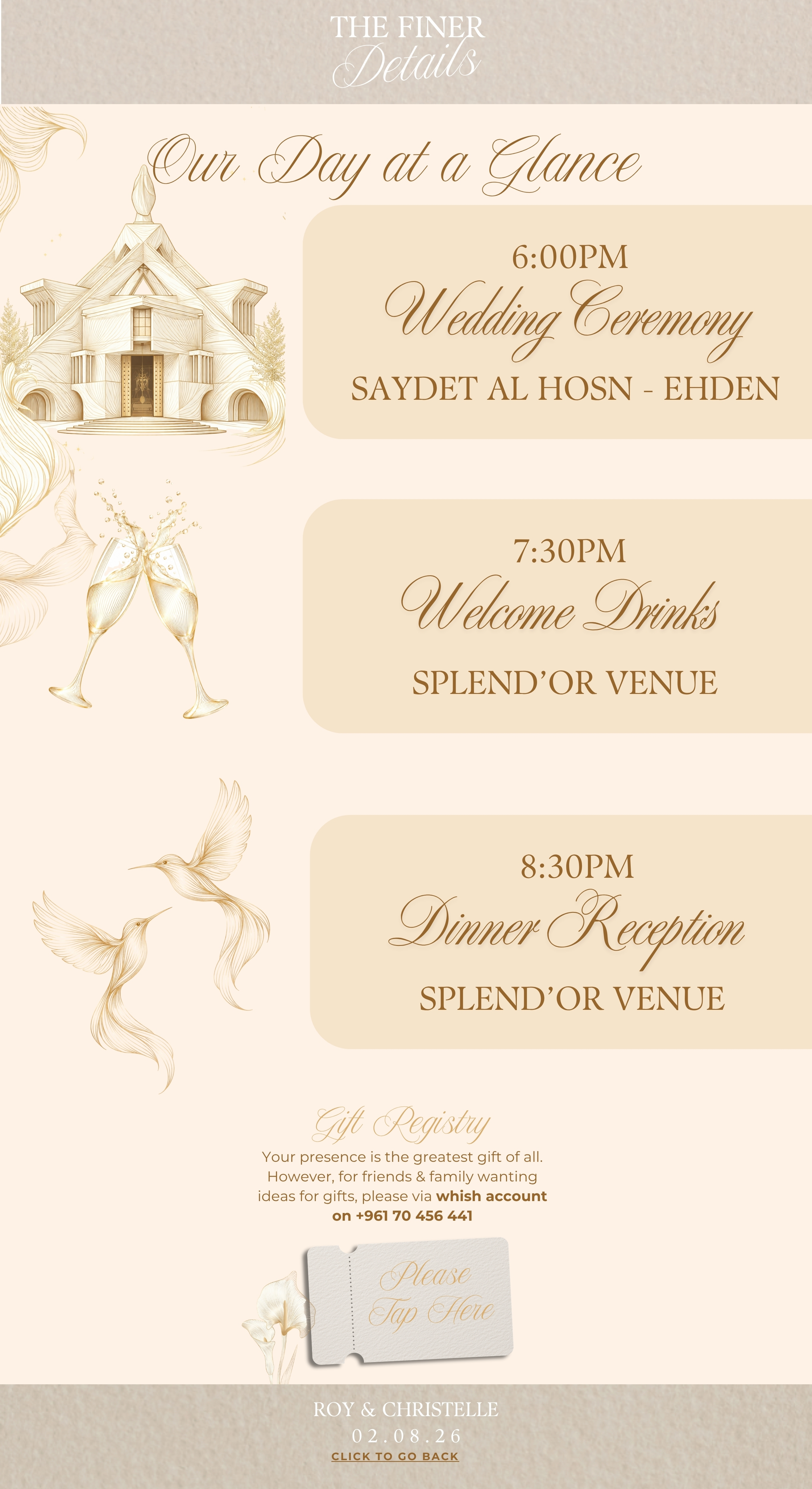 The Finer Details Schedule